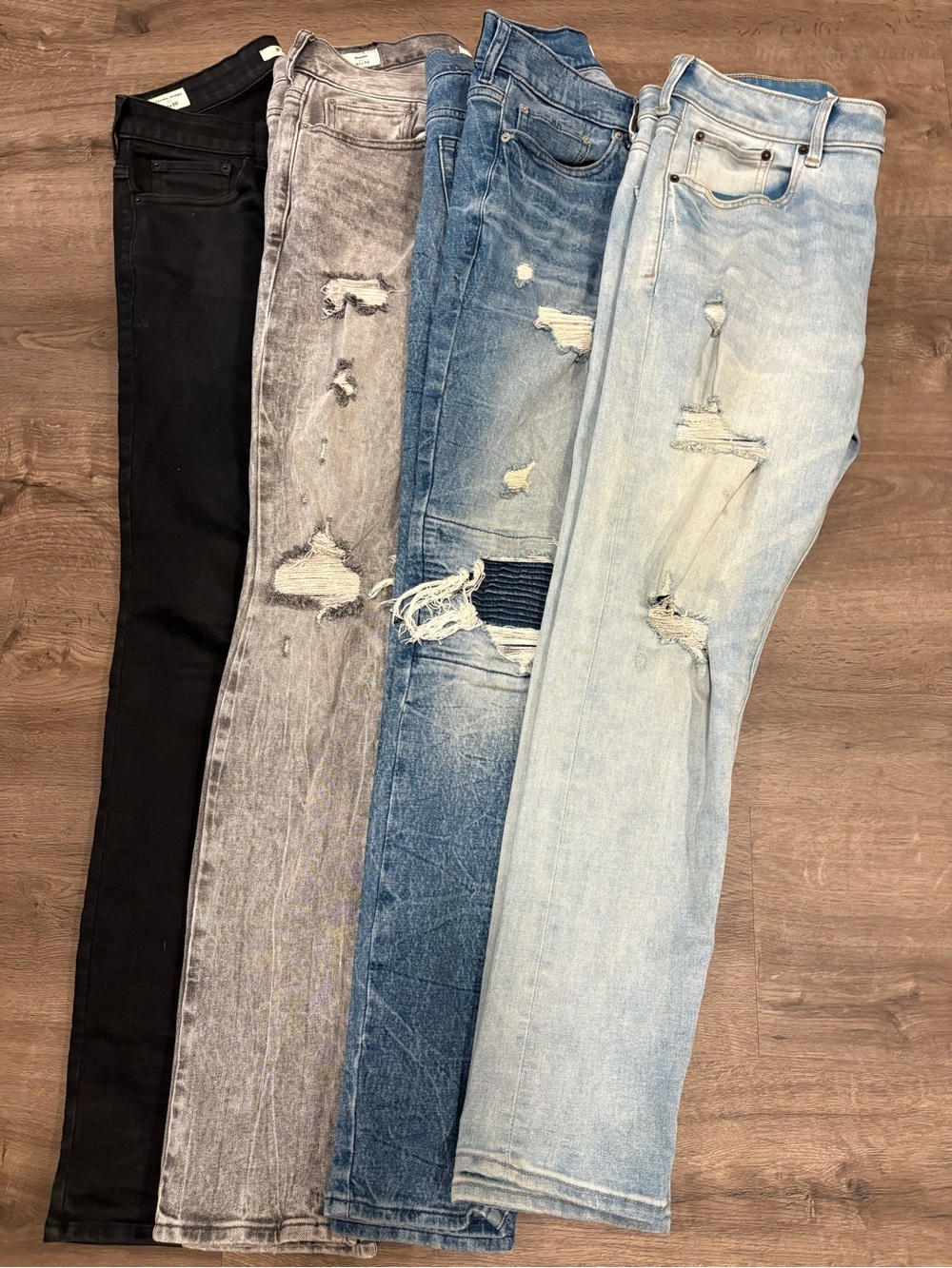 (4 PAIR) PacSun Men's Skinny Jeans Set — Black, Gray, Dark Blue, Light Blue